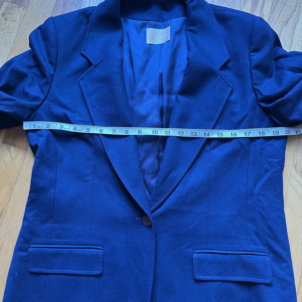 Pendleton Blazer Womens 14 Navy Virgin Wool Made in USA One Button Lined Flap - Picture 9 of 11